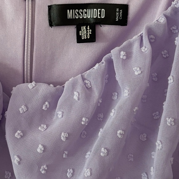 Missguided Dobby Spot Milkmaid Mini Dress - Lilac / Lavender Size 0 - Picture 9 of 10